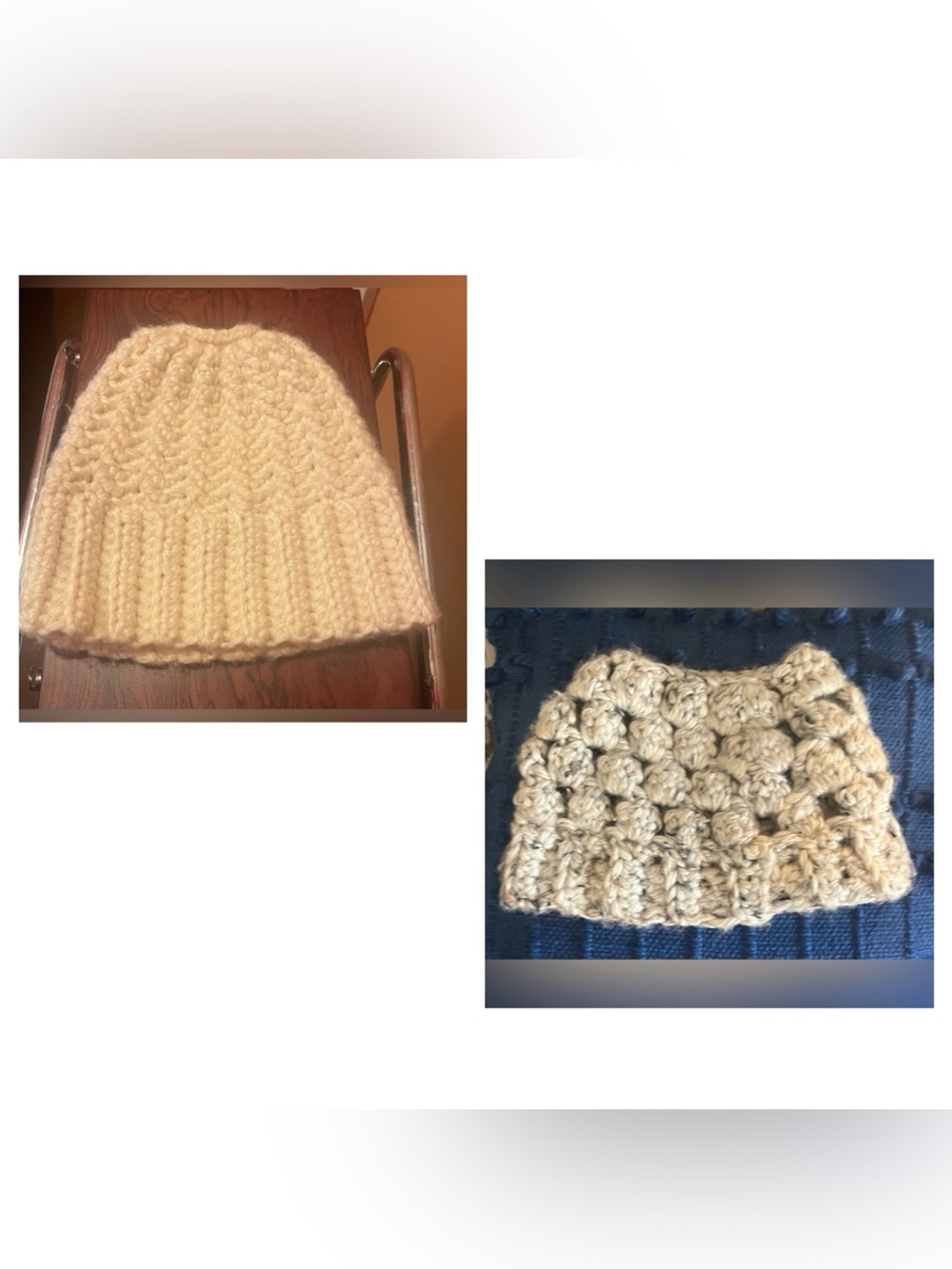 Handmade Set of (2) Handmade Crochet Beanies Ponytail/Bun